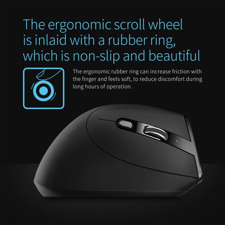 ZELOTES F36A 6-Buttons Vertical Grip Ergonomic Rechargeable Wireless Mouse - Black