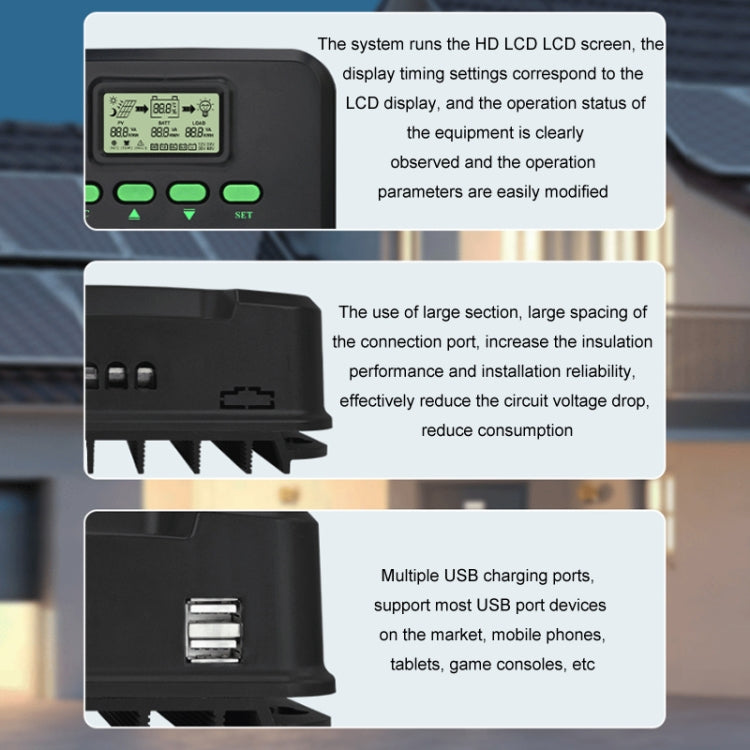 12V-24V 30A WIFI Remote MPPT Home Energy Storage Control System Solar Controller, Model: CM-D30