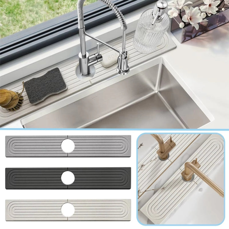Diatomite Absorbent Mat Fast Drying Stone Kitchen Bathroom Faucet Sink Drainage Mat, Size: 40x10cm+10x10cm