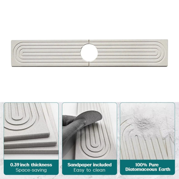 Diatomite Absorbent Mat Fast Drying Stone Kitchen Bathroom Faucet Sink Drainage Mat, Size: 60x10cm+10x10cm