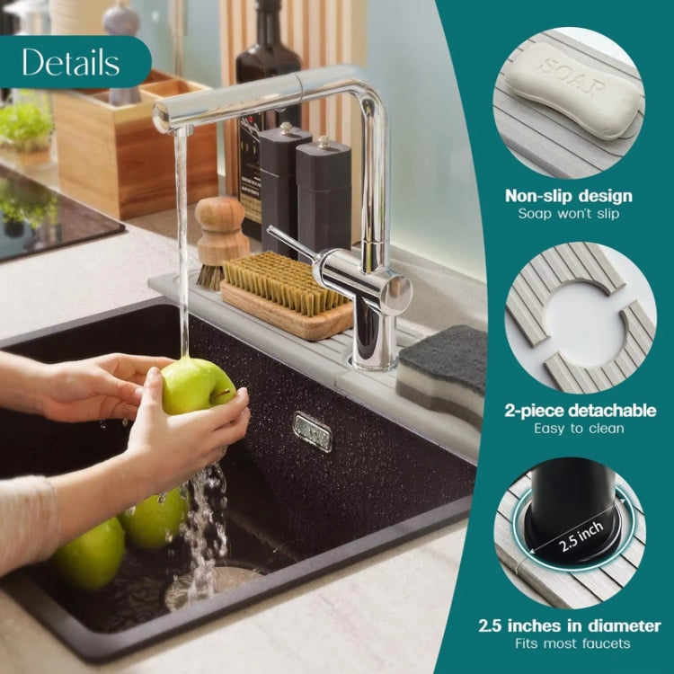 Diatomite Absorbent Mat Fast Drying Stone Kitchen Bathroom Faucet Sink Drainage Mat, Size: 40x10cm+10x10cm