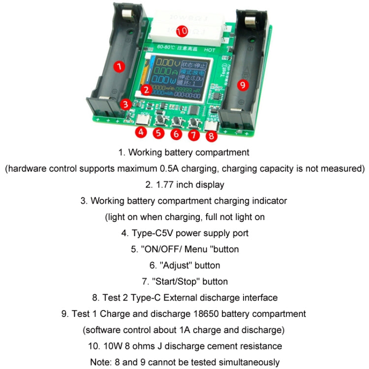 18650 Lithium Battery Capacity Automatic Charge Discharge Internal Resistance Tester - XHD0034