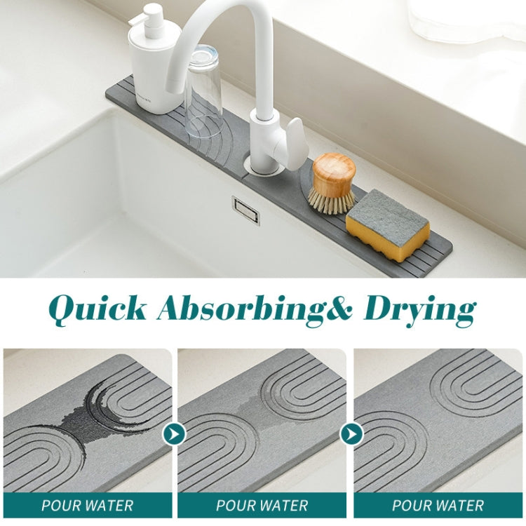 Faucet Sink Drying Mat Diatomaceous Earth Stone Splashproof Absorbent Sink Drainage Mat, Color: K01 White