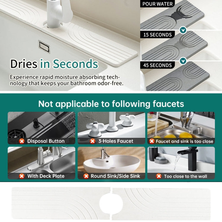 Faucet Sink Drying Mat Diatomaceous Earth Stone Splashproof Absorbent Sink Drainage Mat, Color: K04 White