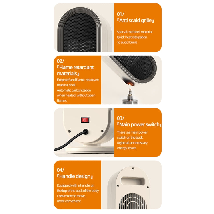 E68 1200W PTC Ceramic Heating Desktop Heater Smart Electric Heater, Plug: UK Plug - Standard Model