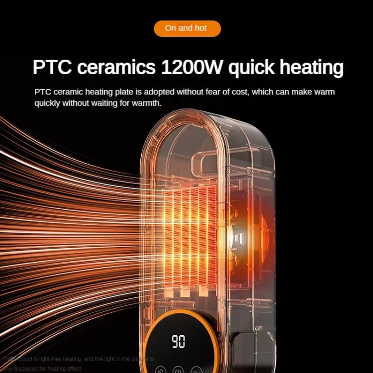 E68S 1200W PTC Ceramic Heating Desktop Smart Electric Heater, Plug: UK Plug - Remote Control Model