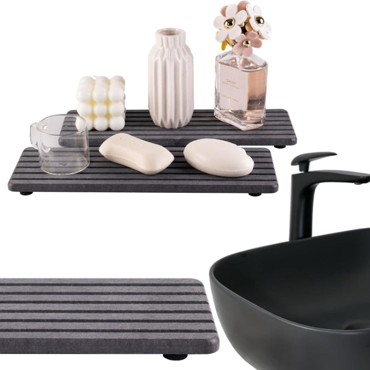 2pcs /Set Absorbent Diatomite Coaster Rectangular Recessed Quick-Drying Stone Sink Toiletries Placemat, Size: 22x11cm