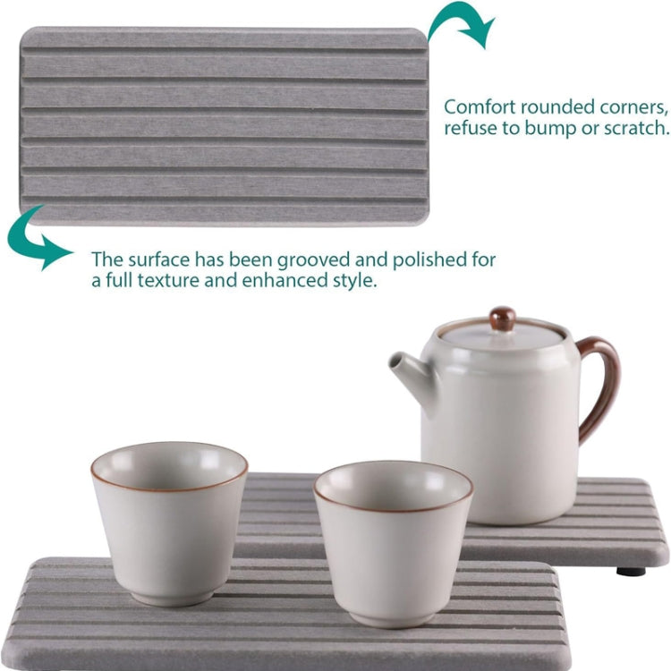 2pcs /Set Absorbent Diatomite Coaster Rectangular Recessed Quick-Drying Stone Sink Toiletries Placemat, Size: 22x11cm