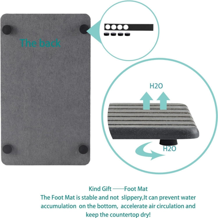 2pcs /Set Absorbent Diatomite Coaster Rectangular Recessed Quick-Drying Stone Sink Toiletries Placemat, Size: 22x11cm