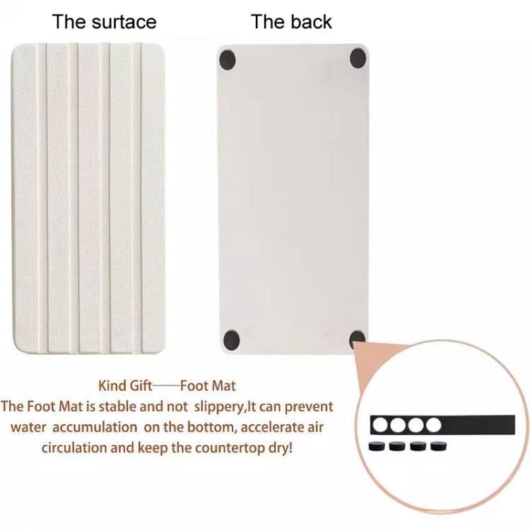 2pcs /Set Absorbent Diatomite Coaster Rectangular Recessed Quick-Drying Stone Sink Toiletries Placemat, Size: 22x11cm