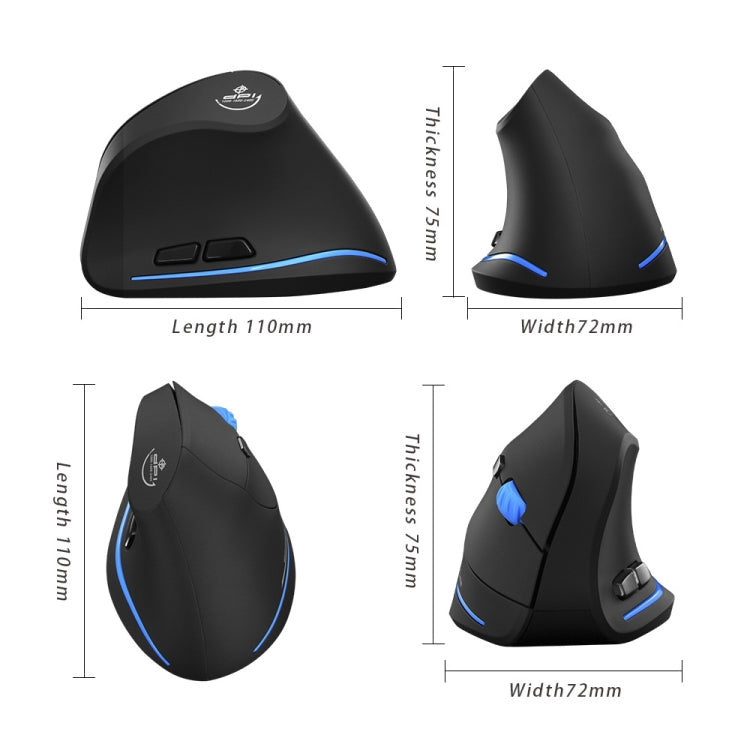 ZELOTES F-35A 6-Buttons Vertical Grip Ergonomic Rechargeable Wireless Mouse - Wireless Version