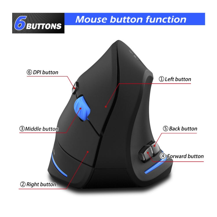 ZELOTES F-35A 6-Buttons Vertical Grip Ergonomic Rechargeable Wireless Mouse - Wireless Version