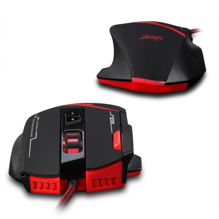 ZELOTES C8 8-buttons Ergonomic Game Programming Custom Wired Mouse - Black