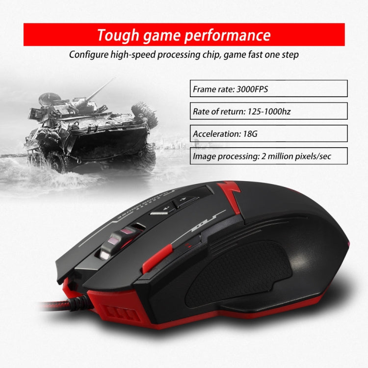 ZELOTES C8 8-buttons Ergonomic Game Programming Custom Wired Mouse - Black