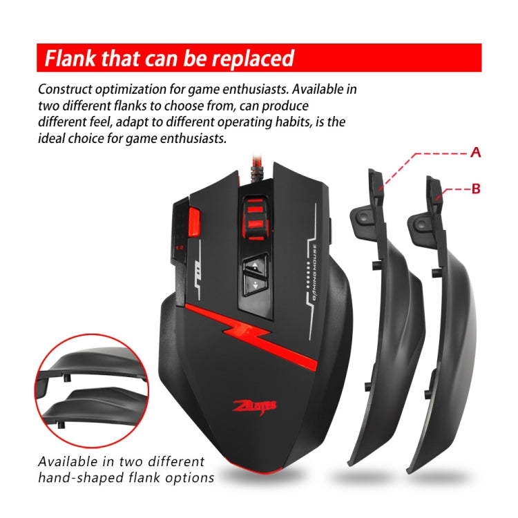 ZELOTES C8 8-buttons Ergonomic Game Programming Custom Wired Mouse - Black