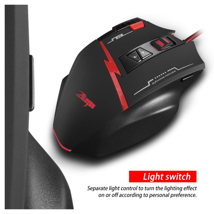 ZELOTES C8 8-buttons Ergonomic Game Programming Custom Wired Mouse - Black