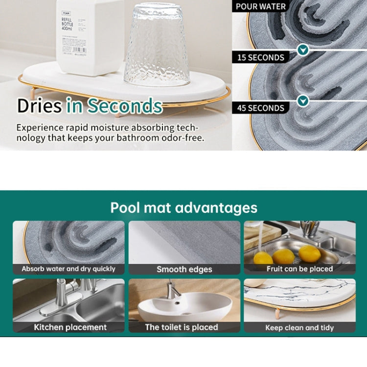 Diatomaceous Earth Countertop Water Absorbing Drying Mat Shelf Bathroom Sink Drainage Mat, Size: 30x10cm