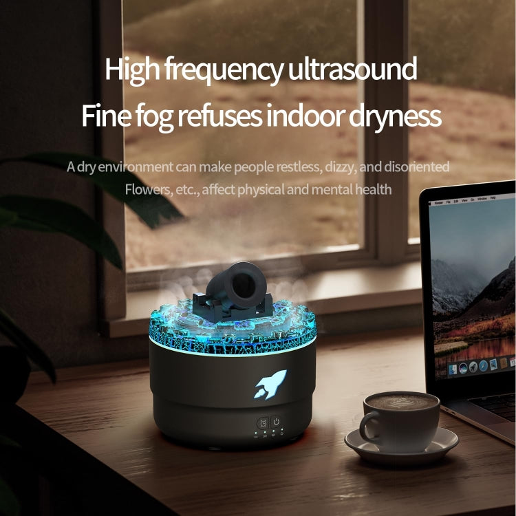 Turret Shape Aromatherapy Humidifier With 3-speed Timer 7-color Atmosphere Light USB Plug Black