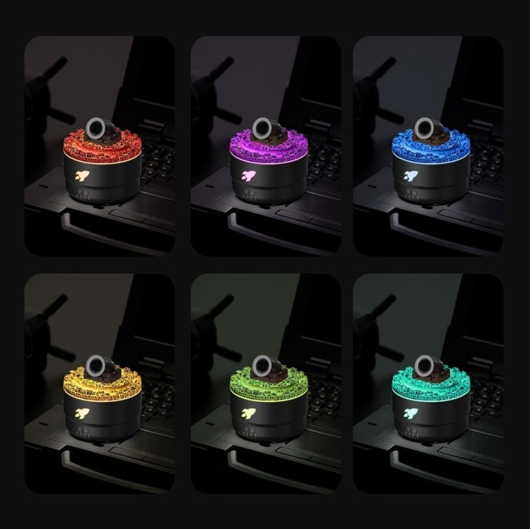 Turret Shape Aromatherapy Humidifier With 3-speed Timer 7-color Atmosphere Light EU Plug Black