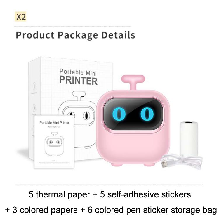 Portable Mini Thermal High Definition Student Wrong Title Photo Printer - Pink 16pcs /Set