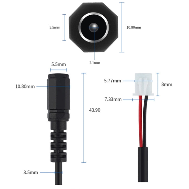2pcs DC 5.5 X 2.1mm Female To XH2.54 Terminal Motherboard Connection Cable - B3-28