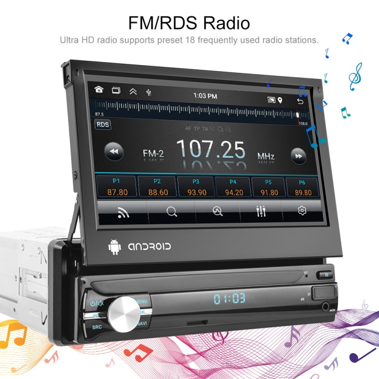 1+32G 7-Inch Single Din Android 10.0 Carplay Screen With GPS Navigation/Bluetooth/Mirror Link/DVR Input, Spec: Standard Edition