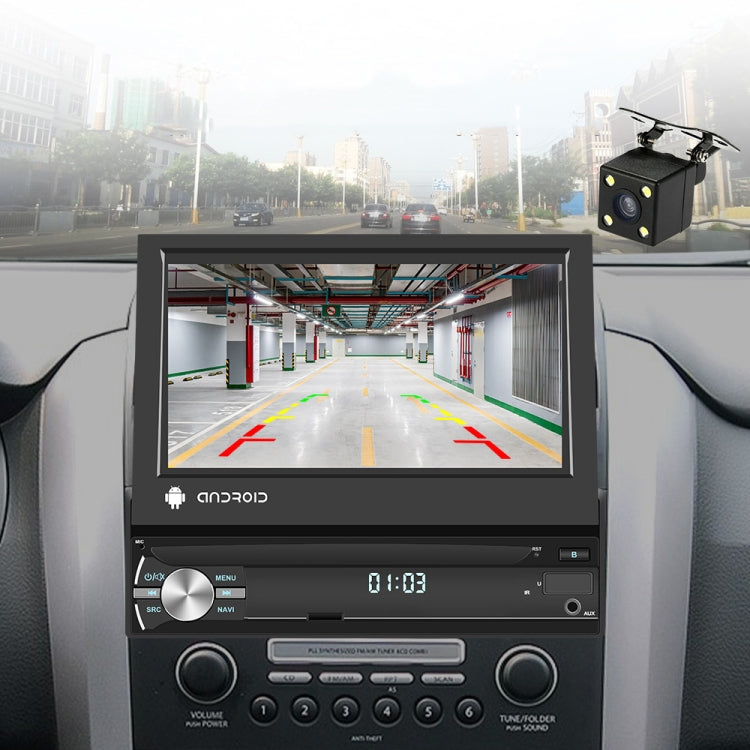 2+64G 7-Inch Single Din Android 10.0 Carplay Screen With GPS Navigation/Bluetooth/Mirror Link/DVR Input, Spec: With 4-light Camera