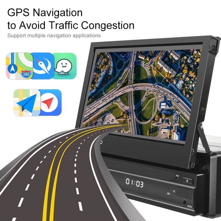 2+64G 7-Inch Single Din Android 10.0 Carplay Screen With GPS Navigation/Bluetooth/Mirror Link/DVR Input, Spec: With 4-light Camera