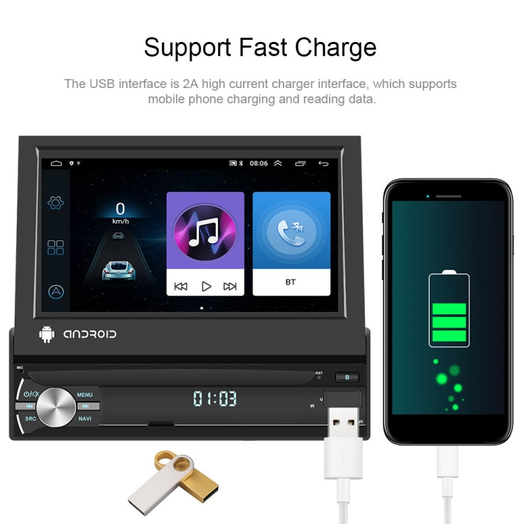1+32G 7-Inch Single Din Android 10.0 Carplay Screen With GPS Navigation/Bluetooth/Mirror Link/DVR Input, Spec: Standard Edition