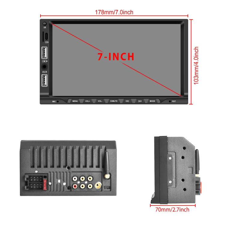 7-inch Double Din Car MP5 Player Support CarPlay/Android Auto/Mirror Link/Bluetooth Standard Edition