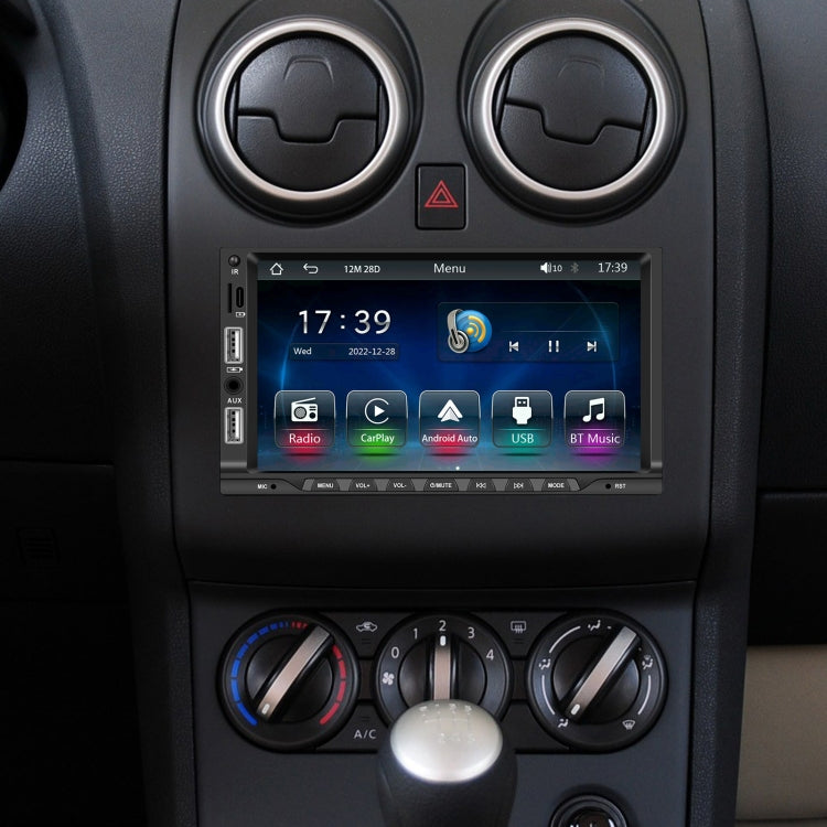 7-inch Double Din Car MP5 Player Support CarPlay/Android Auto/Mirror Link/Bluetooth With 4-light Camera