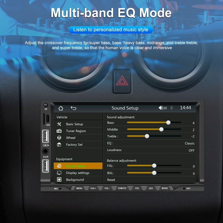7-inch Double Din Car MP5 Player Support CarPlay/Android Auto/Mirror Link/Bluetooth With 4-light Camera