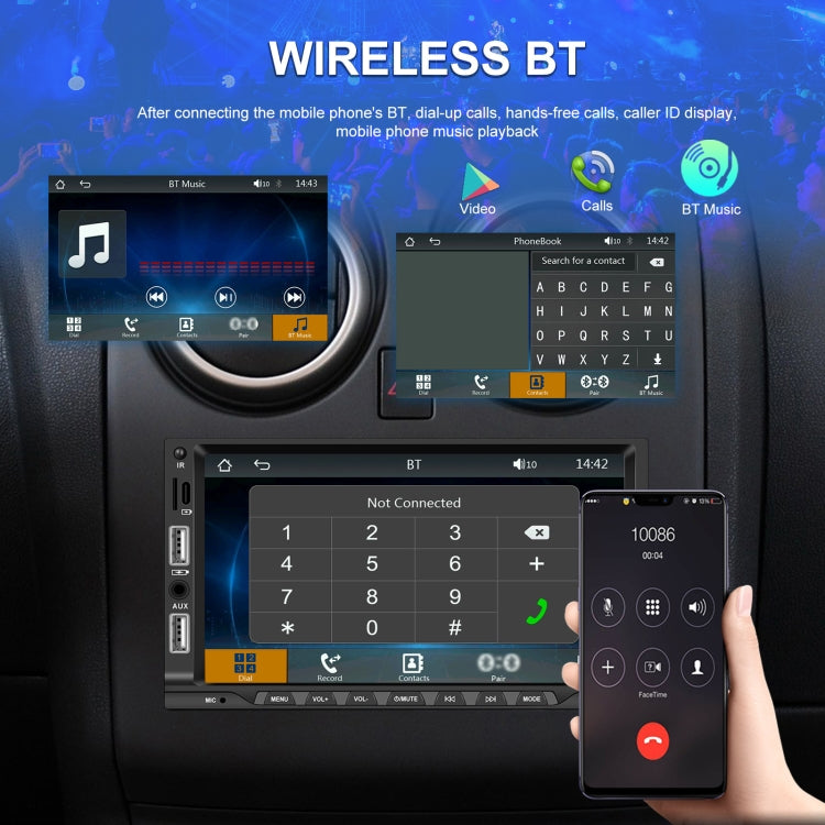 7-inch Double Din Car MP5 Player Support CarPlay/Android Auto/Mirror Link/Bluetooth Standard Edition