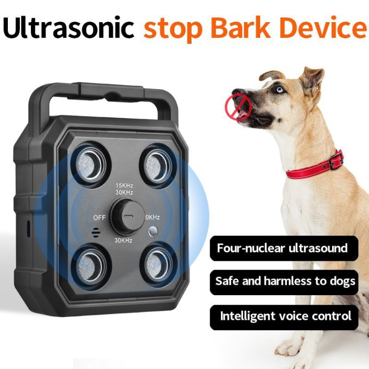 AI Intelligent Recognition Ultrasonic Bark Stopper Portable Dog Training Device Repellent - Black