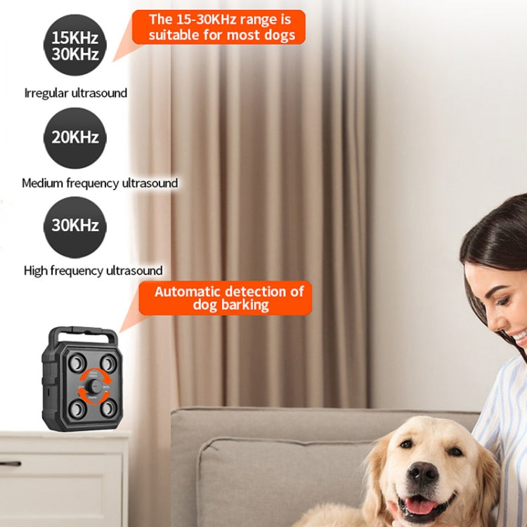 AI Intelligent Recognition Ultrasonic Bark Stopper Portable Dog Training Device Repellent - Black