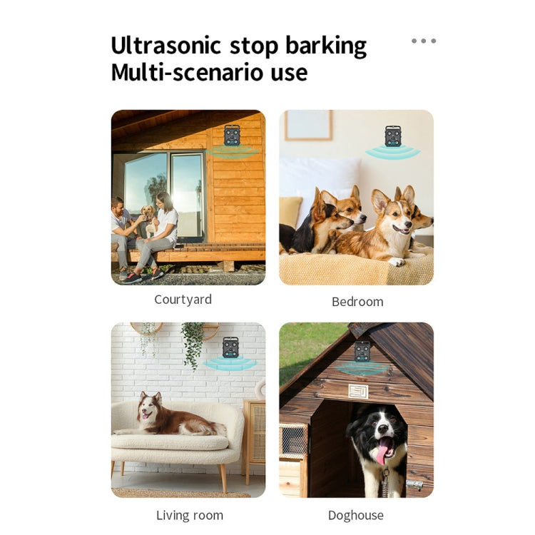 AI Intelligent Recognition Ultrasonic Bark Stopper Portable Dog Training Device Repellent - Black