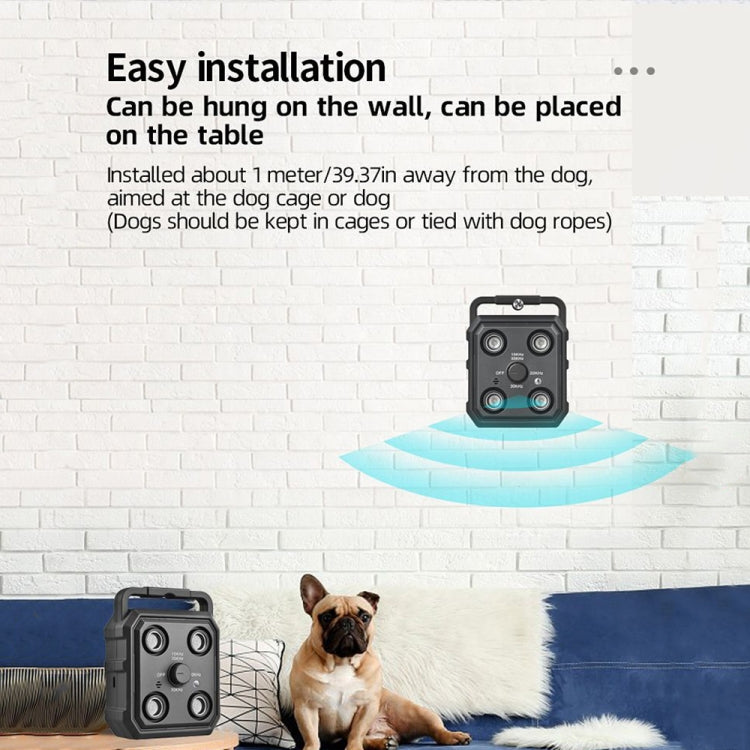 AI Intelligent Recognition Ultrasonic Bark Stopper Portable Dog Training Device Repellent - Black