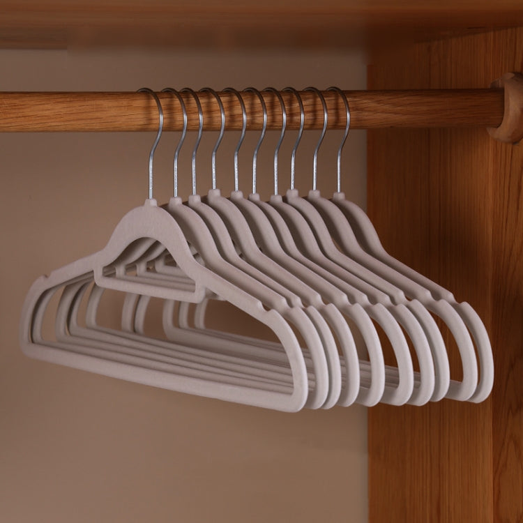 10pcs /Pack 41cm Flocking Clothes Hanger Non-Slip Traceless Clothing Rack Hook