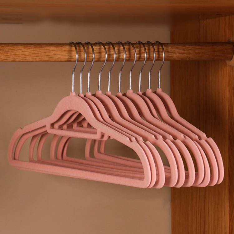 10pcs /Pack 41cm Flocking Clothes Hanger Non-Slip Traceless Clothing Rack Hook