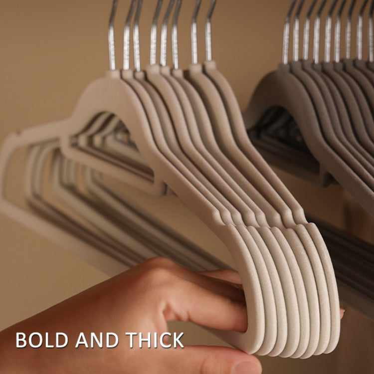 10pcs /Pack 41cm Flocking Clothes Hanger Non-Slip Traceless Clothing Rack Hook