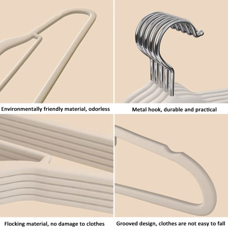 10pcs /Pack 41cm Flocking Clothes Hanger Non-Slip Traceless Clothing Rack Hook