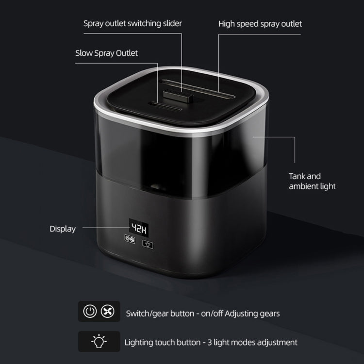 JSQ-58 1.1L large Capacity Digital Display Flame Atomization Humidifier, Color: Matt Black