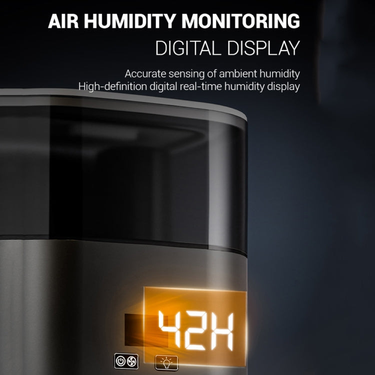 JSQ-58 1.1L large Capacity Digital Display Flame Atomization Humidifier, Color: Matt Black