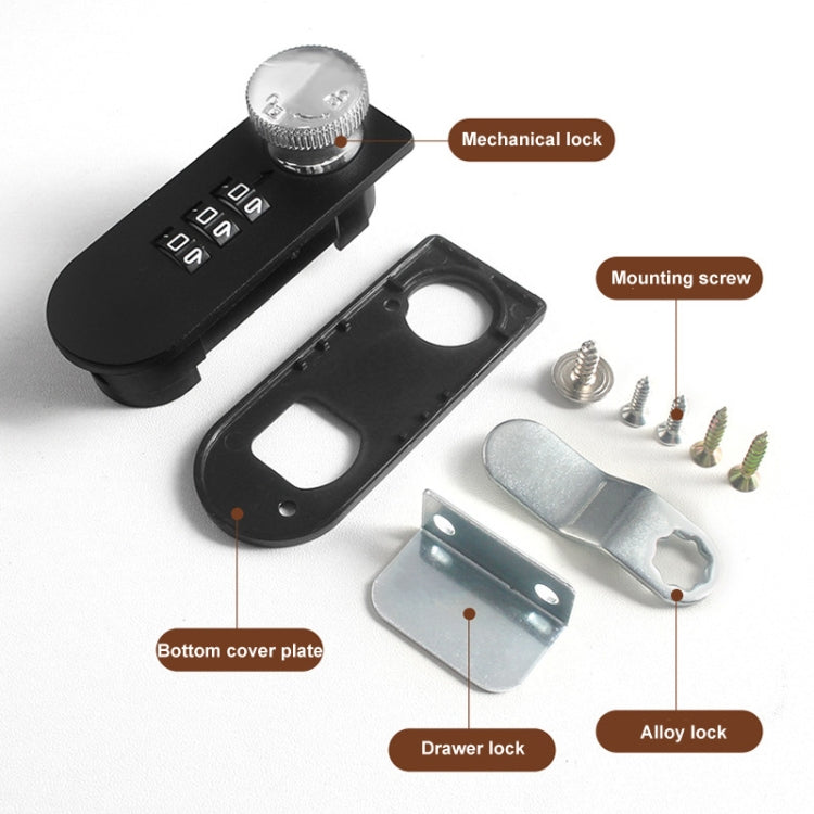 Home Drawer Locker Mechanical Dial And Quarter Turn Combination Lock, Style: Left Turn