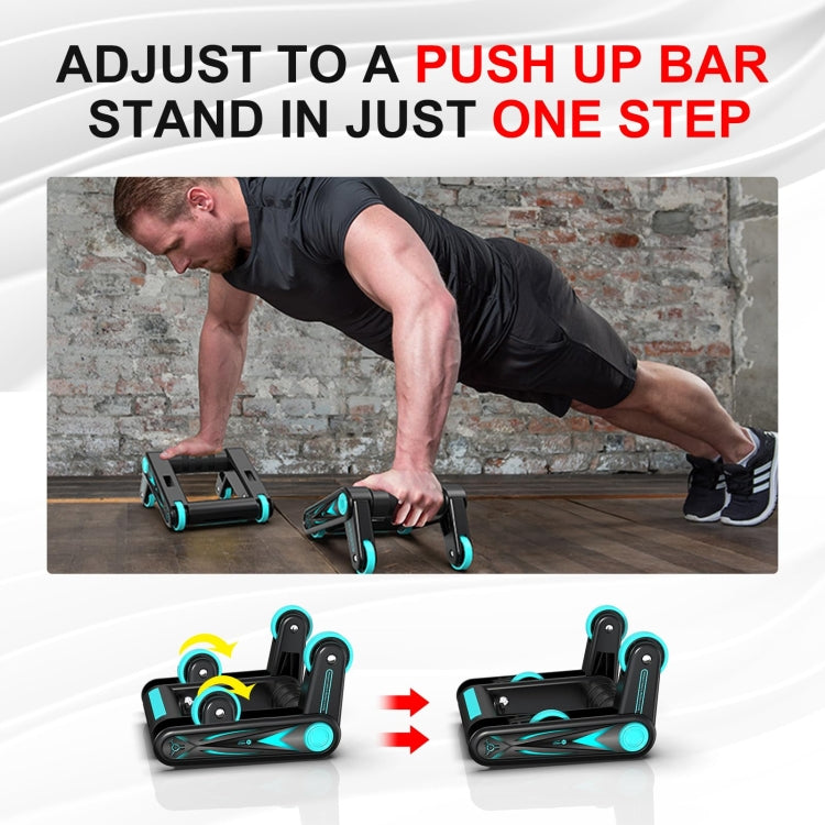 MK5008 Multifunctional Portable Foldable Abdominal Wheel Home Fitness Equipment - Black Blue