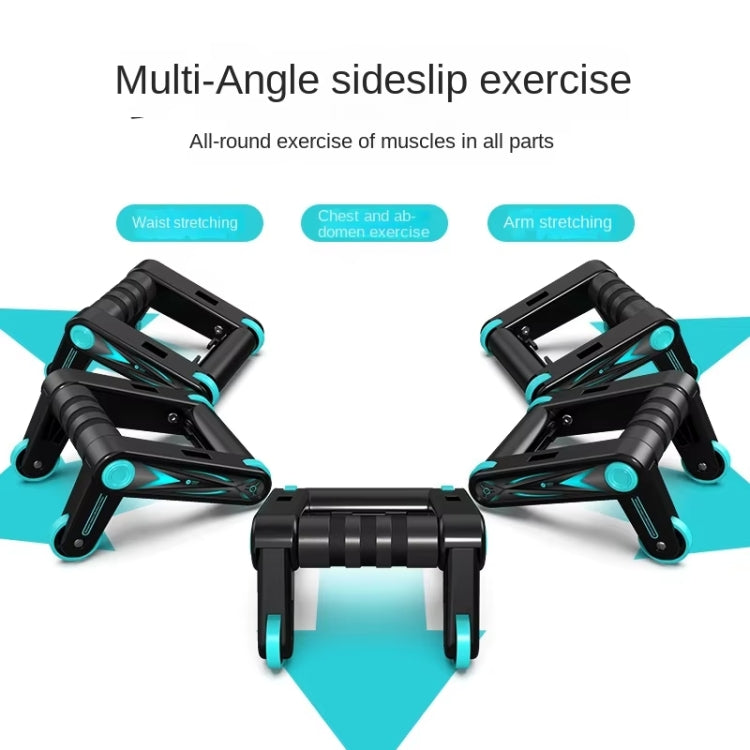 MK5008 Multifunctional Portable Foldable Abdominal Wheel Home Fitness Equipment - Black Blue