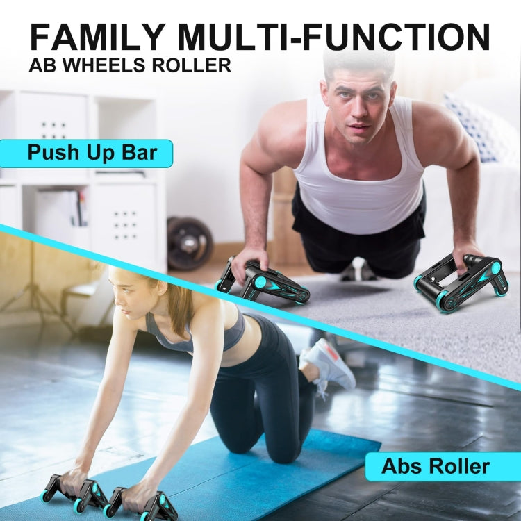 MK5008 Multifunctional Portable Foldable Abdominal Wheel Home Fitness Equipment - Black Blue