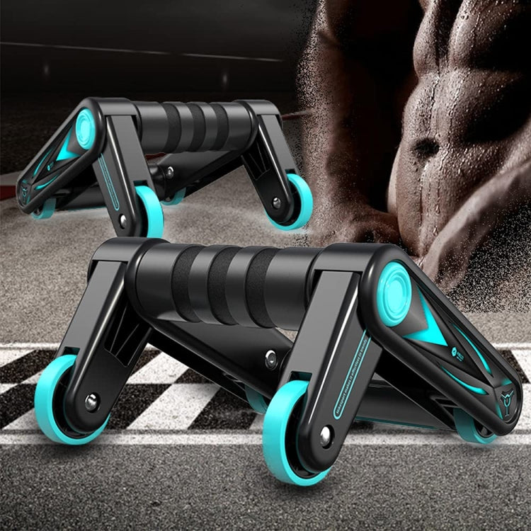 MK5008 Multifunctional Portable Foldable Abdominal Wheel Home Fitness Equipment - Black Blue