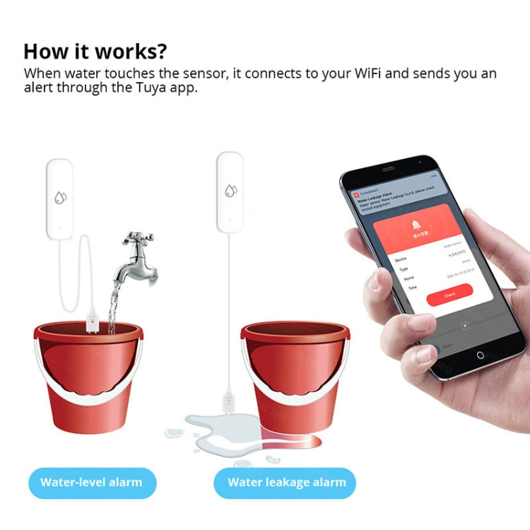 Tuya WiFi Water Leak Alarm Remote Monitoring Flood Leak Detector