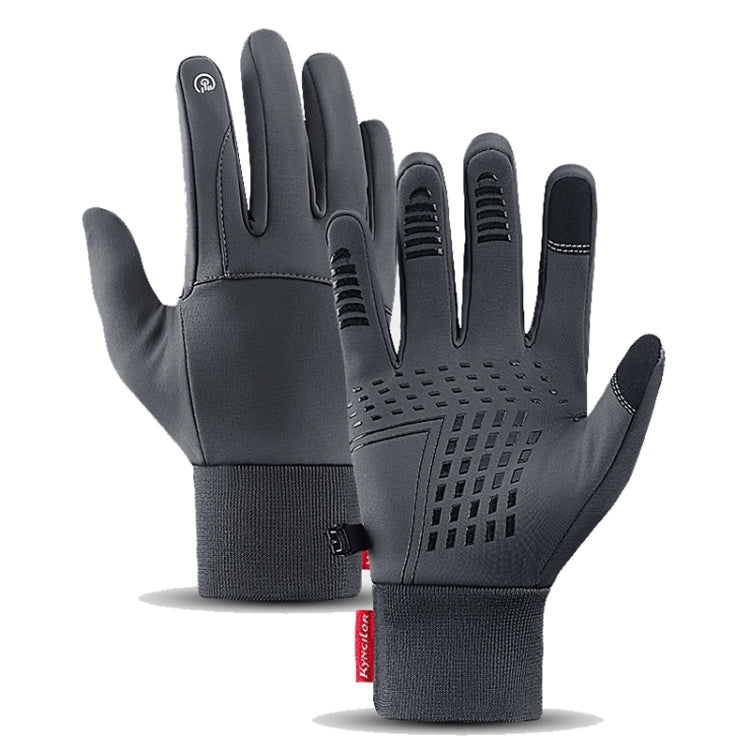 Kyncilor Waterproof Cycling Warm Gloves Two-finger Touch Screen Ultra-soft Velvet Outdoor Gloves, Size: L